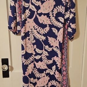 Lilly Pulitzer Navy and Pink Floral Long Sleeve Dress